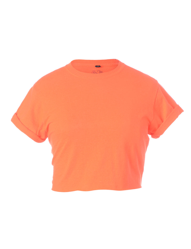 Label Bell Cropped Roll Sleeve T-Shirt - T-shirts - Beyond Retro