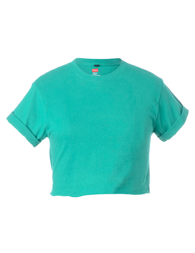 Label Bell Cropped Roll Sleeve T-Shirt - T-shirts - Beyond Retro