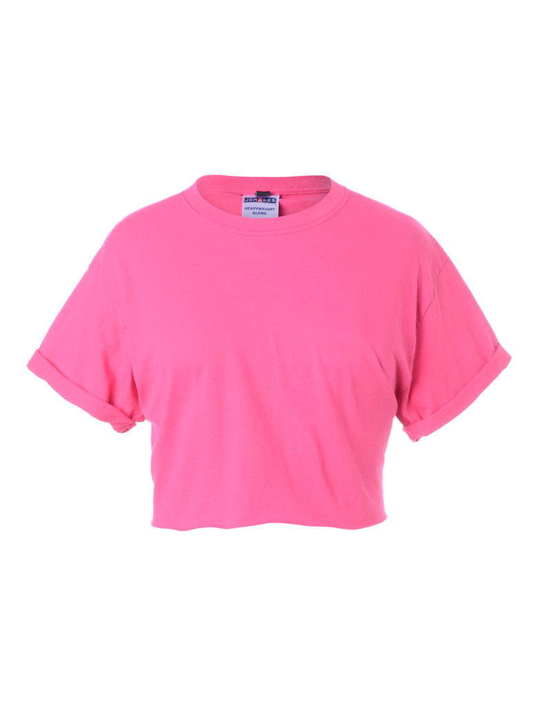 Label Bell Cropped Roll Sleeve T-Shirt - T-shirts - Beyond Retro