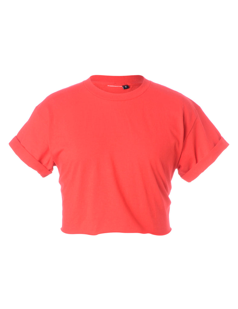 Label Bell Cropped Roll Sleeve T-Shirt - T-shirts - Beyond Retro