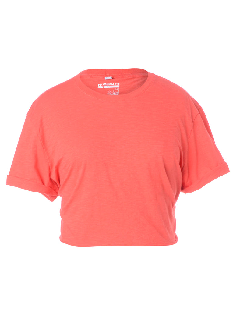 Label Bell Cropped Roll Sleeve T-Shirt
