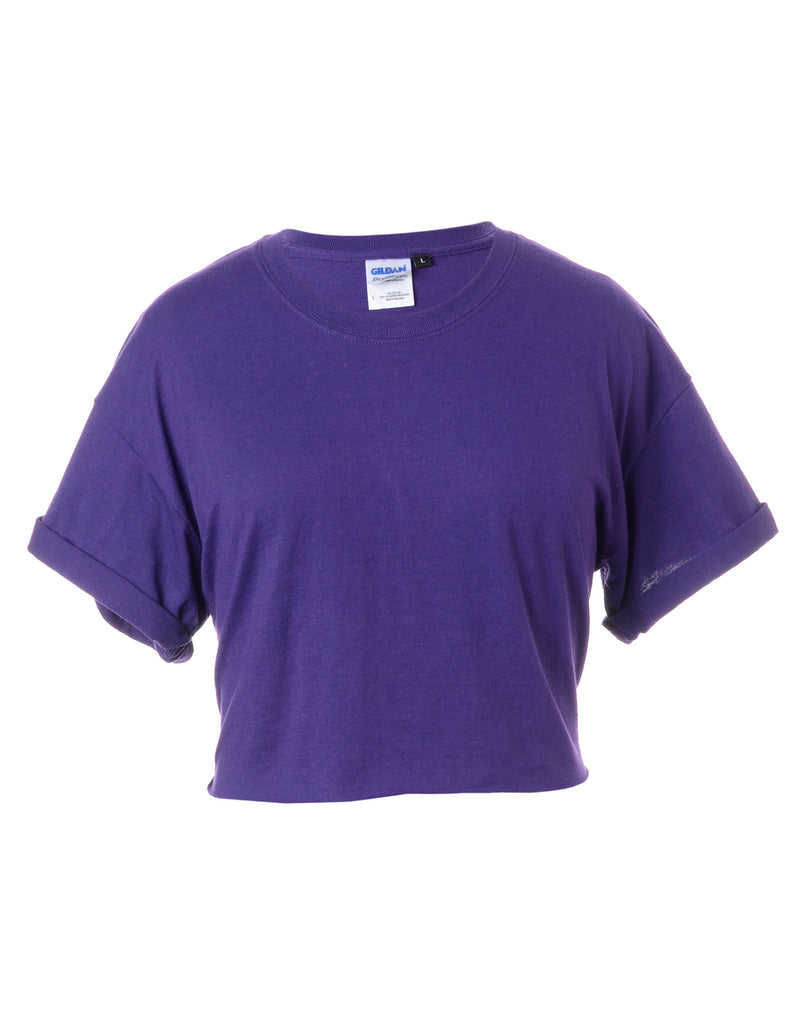 Label Bell Cropped Roll Sleeve T-Shirt - T-shirts - Beyond Retro