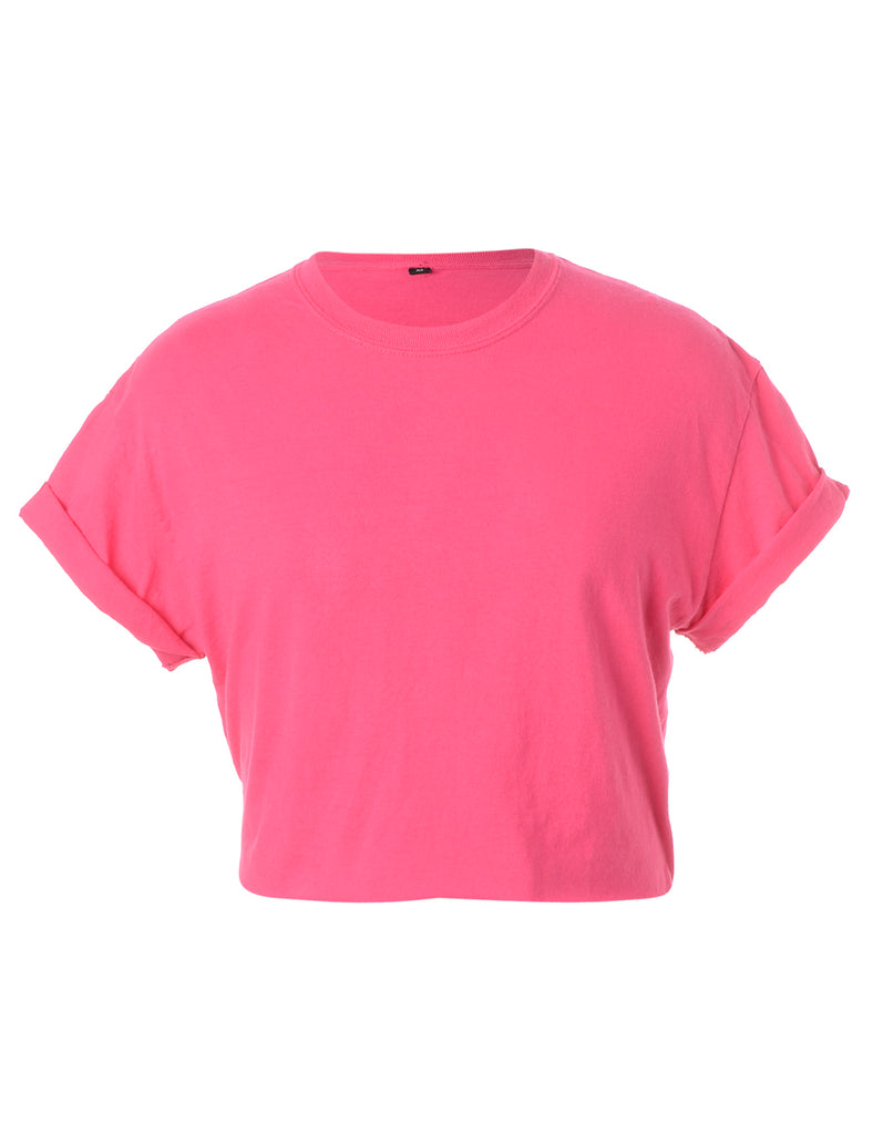Label Bell Cropped Roll Sleeve T-Shirt - T-shirts - Beyond Retro