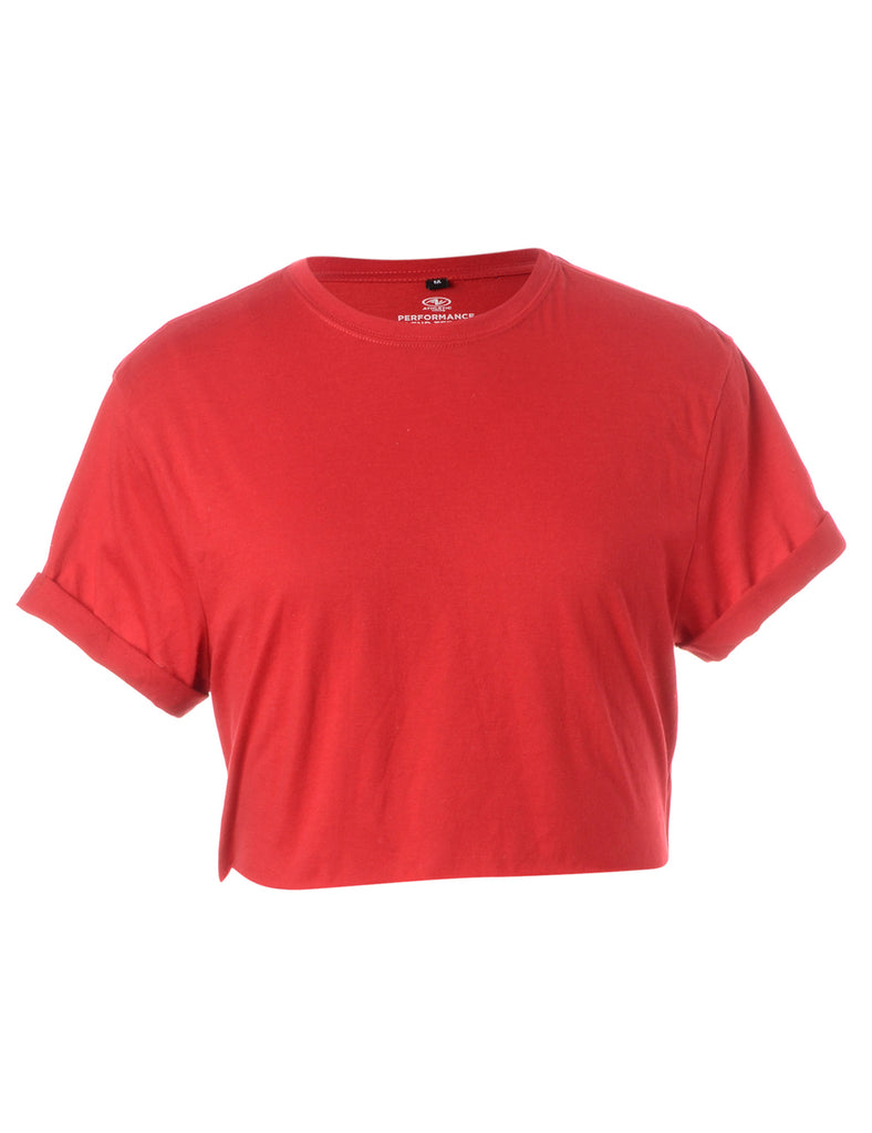 Label Bell Cropped Roll Sleeve T-Shirt - T-shirts - Beyond Retro
