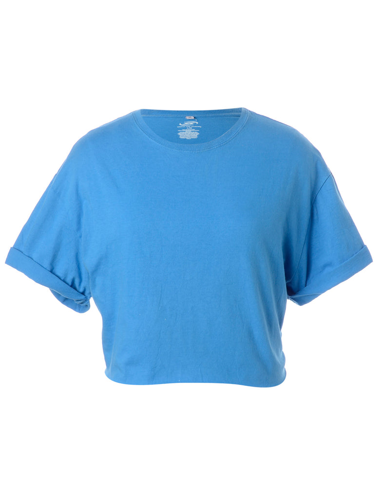 Label Bell Cropped Roll Sleeve T-Shirt - T-shirts - Beyond Retro