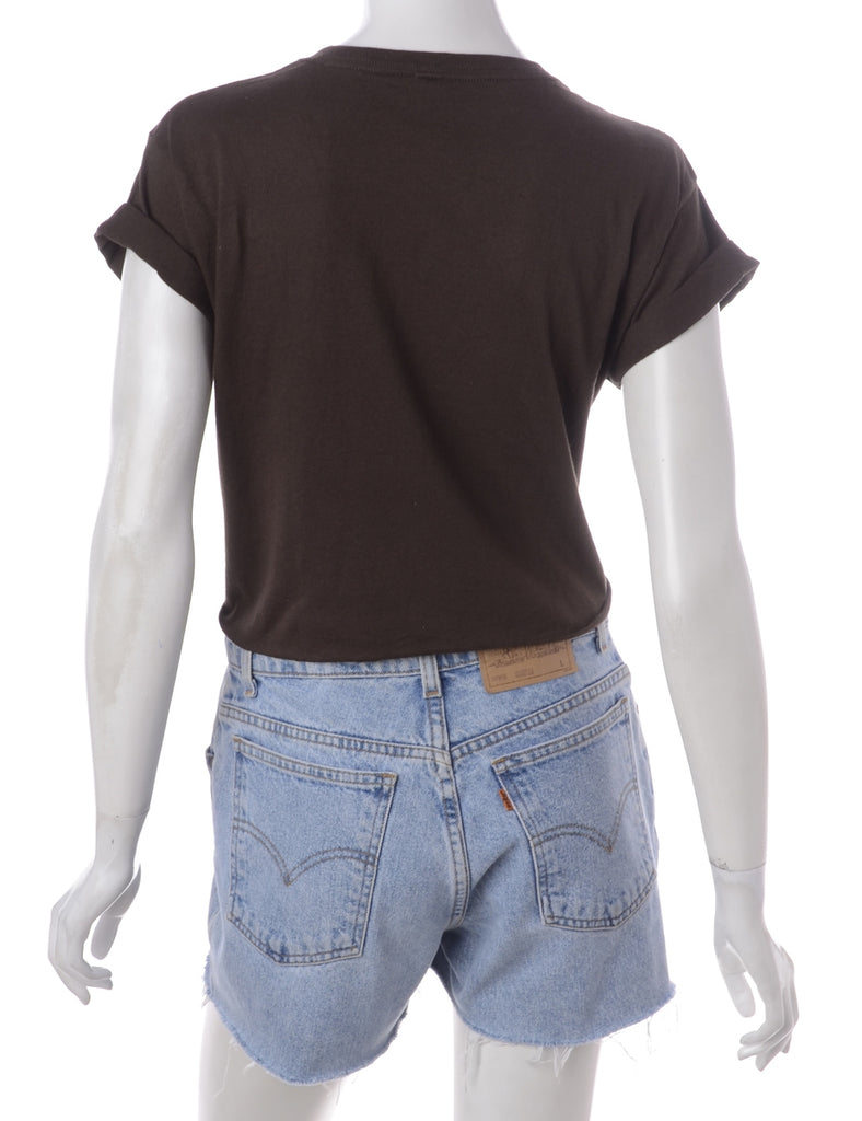 Label Bell Cropped Roll Sleeve T-Shirt - T-shirts - Beyond Retro
