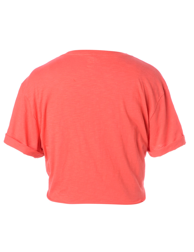 Label Bell Cropped Roll Sleeve T-Shirt