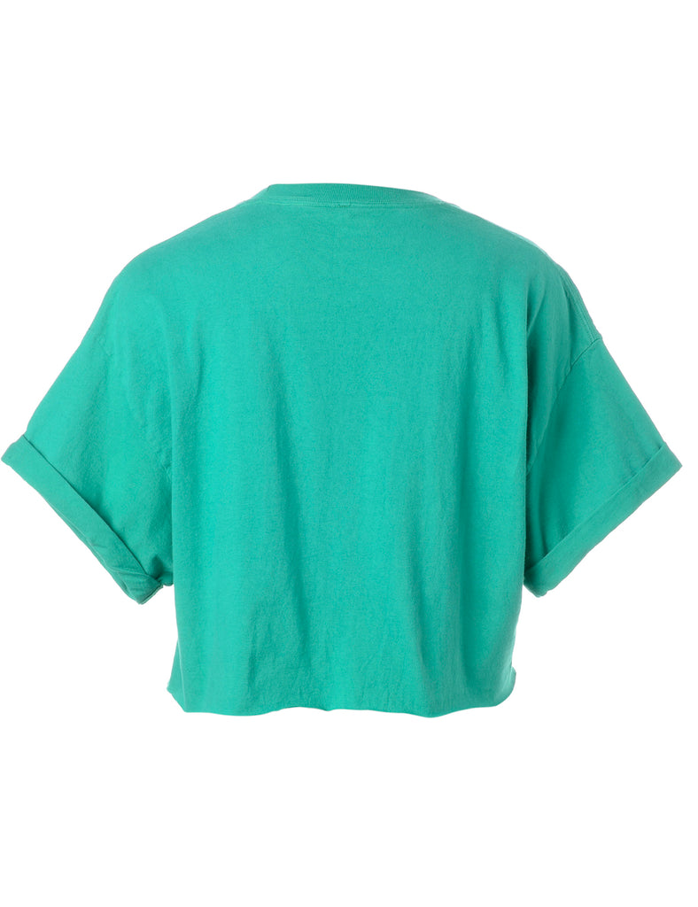 Label Bell Cropped Roll Sleeve T-Shirt - T-shirts - Beyond Retro