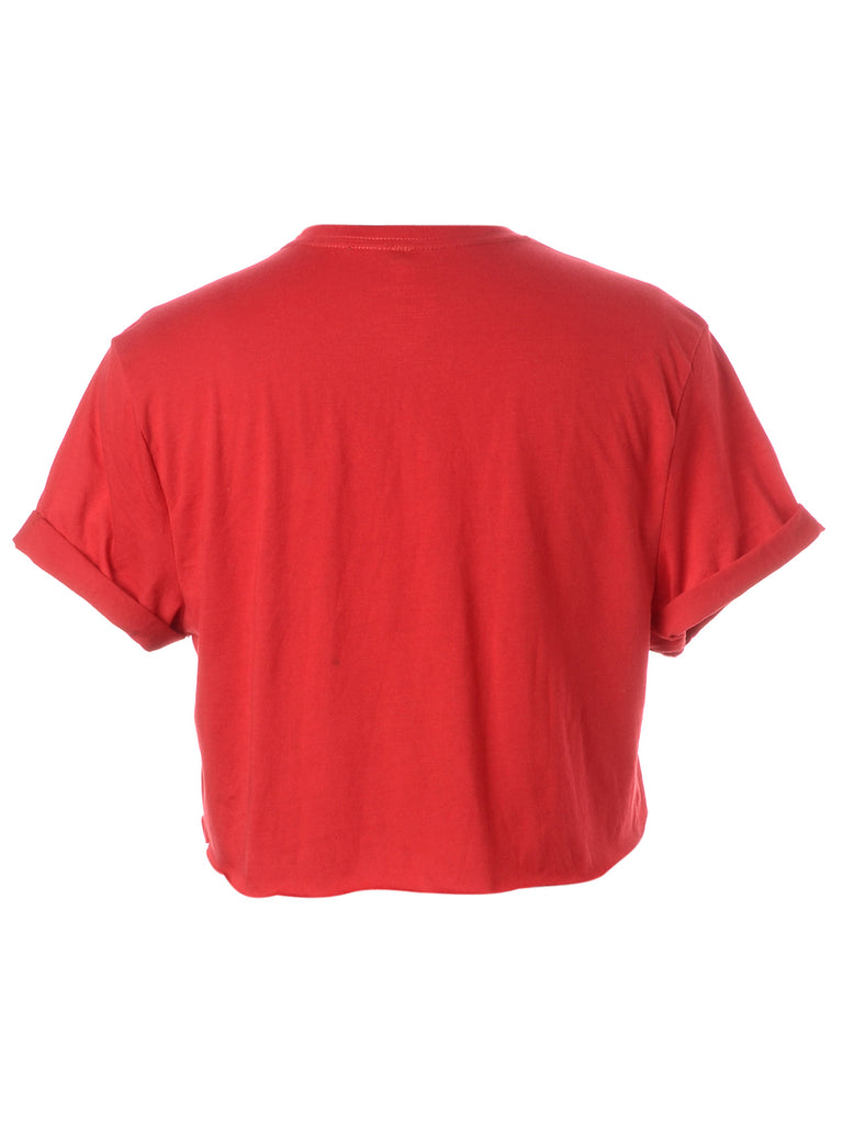 Label Bell Cropped Roll Sleeve T-Shirt - T-shirts - Beyond Retro