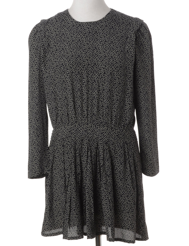 Label Black Patterned Short Dress - Dresses - Beyond Retro