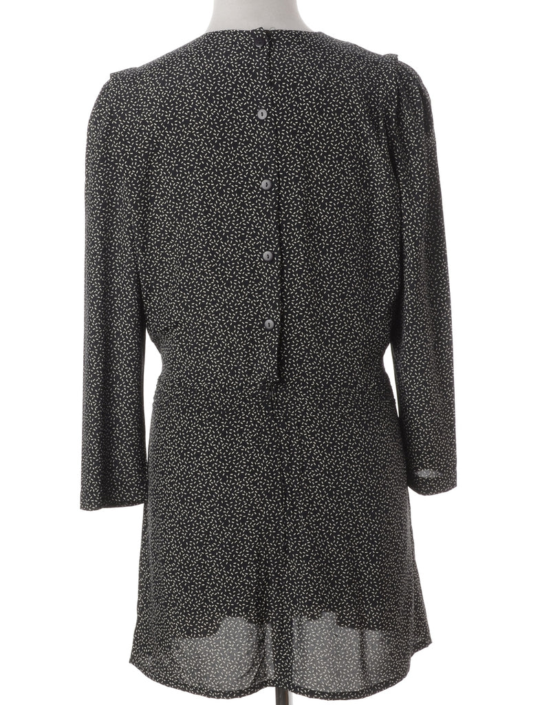Label Black Patterned Short Dress - Dresses - Beyond Retro