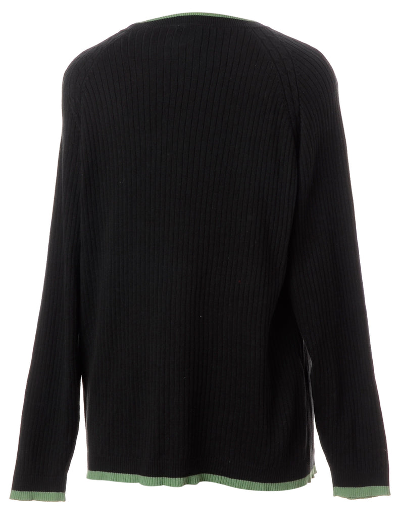 Beyond Retro Label Label Black Zip Front Knitted Jumper