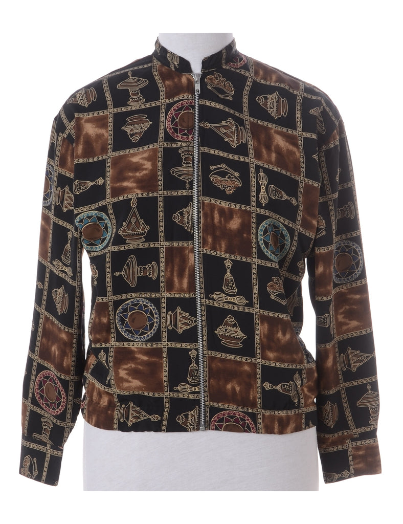 Label Blouse Patterned Bomber - Jackets - Beyond Retro