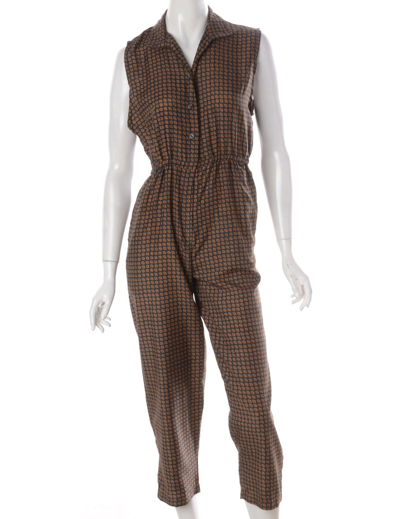 Beyond Retro Label Label Brown Sleeveless Jumpsuit