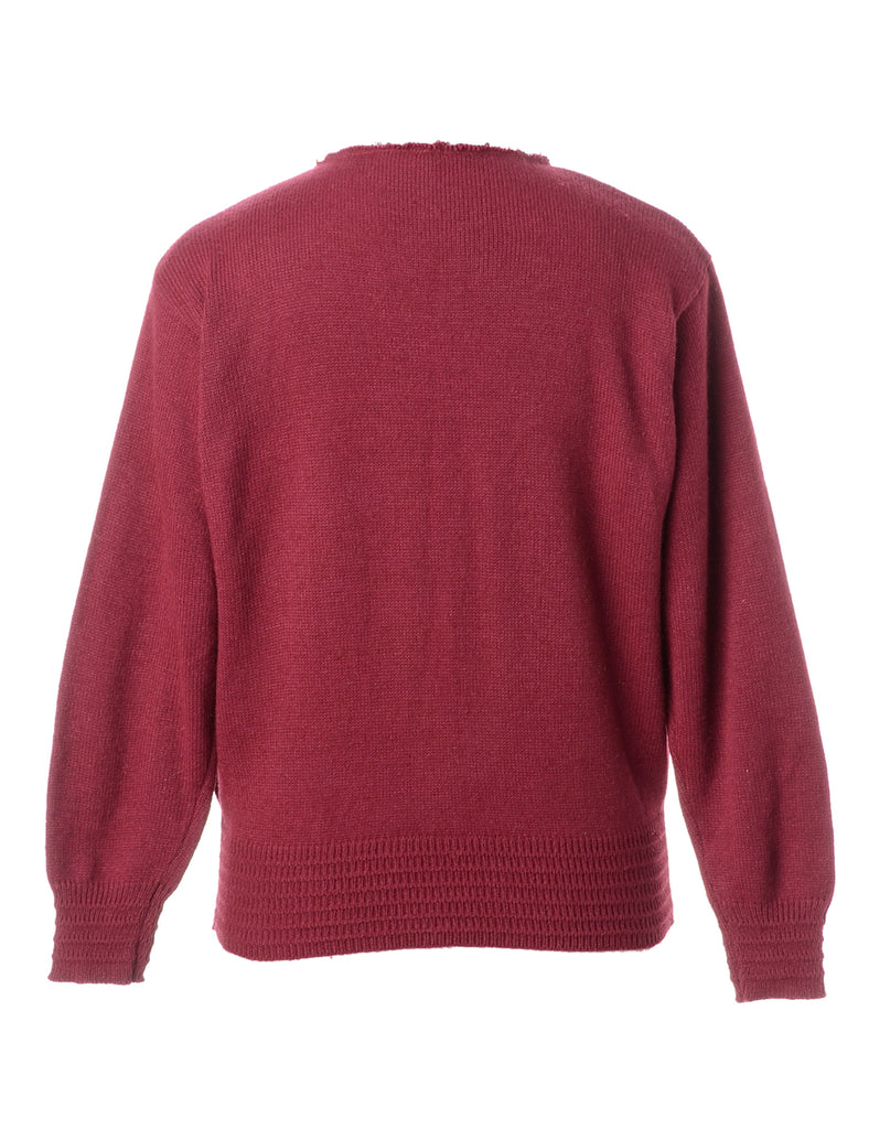 Beyond Retro Label Label Burgundy Lace Up Jumper
