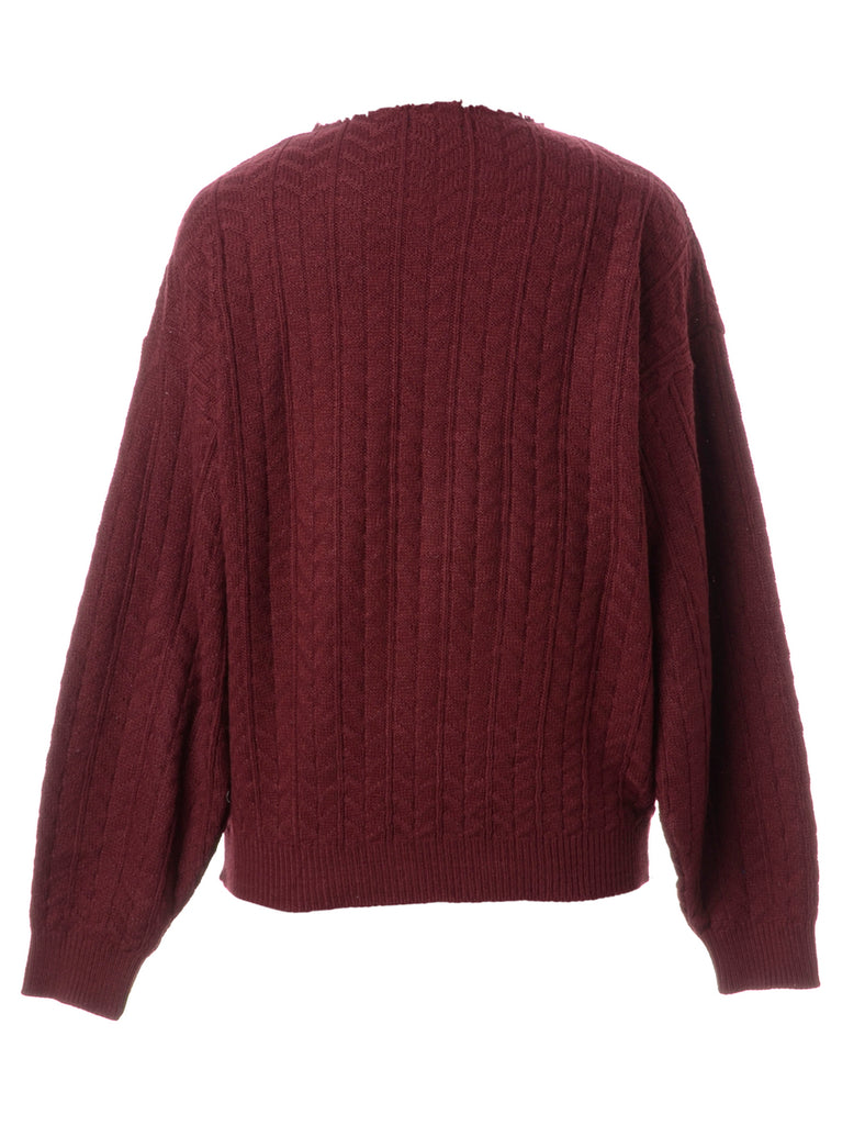 Beyond Retro Label Label Burgundy Lace Up Jumper
