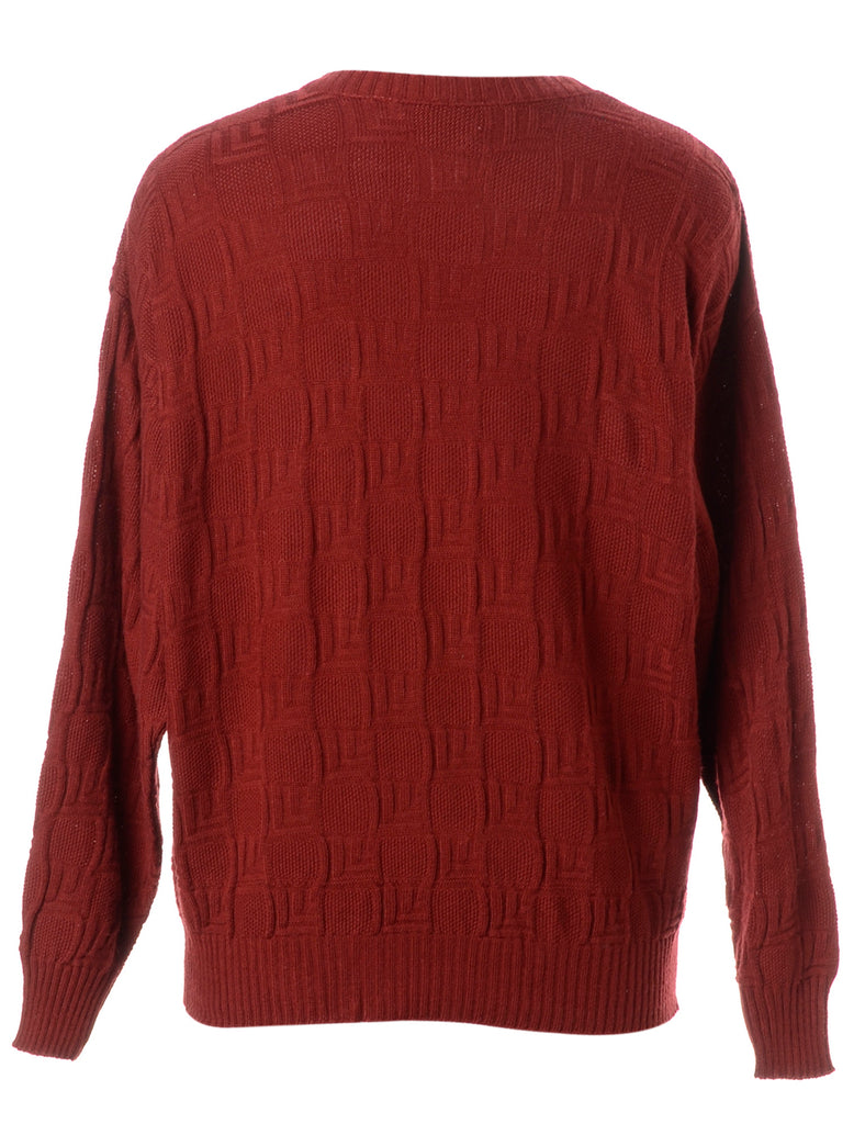 Beyond Retro Label Label Burgundy Zip Front Knitted Jumper