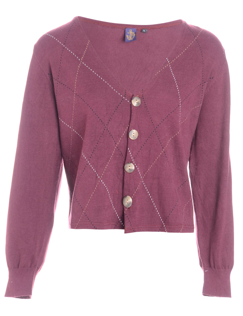 Beyond Retro Label Label Button Front Slouchy Cardigan