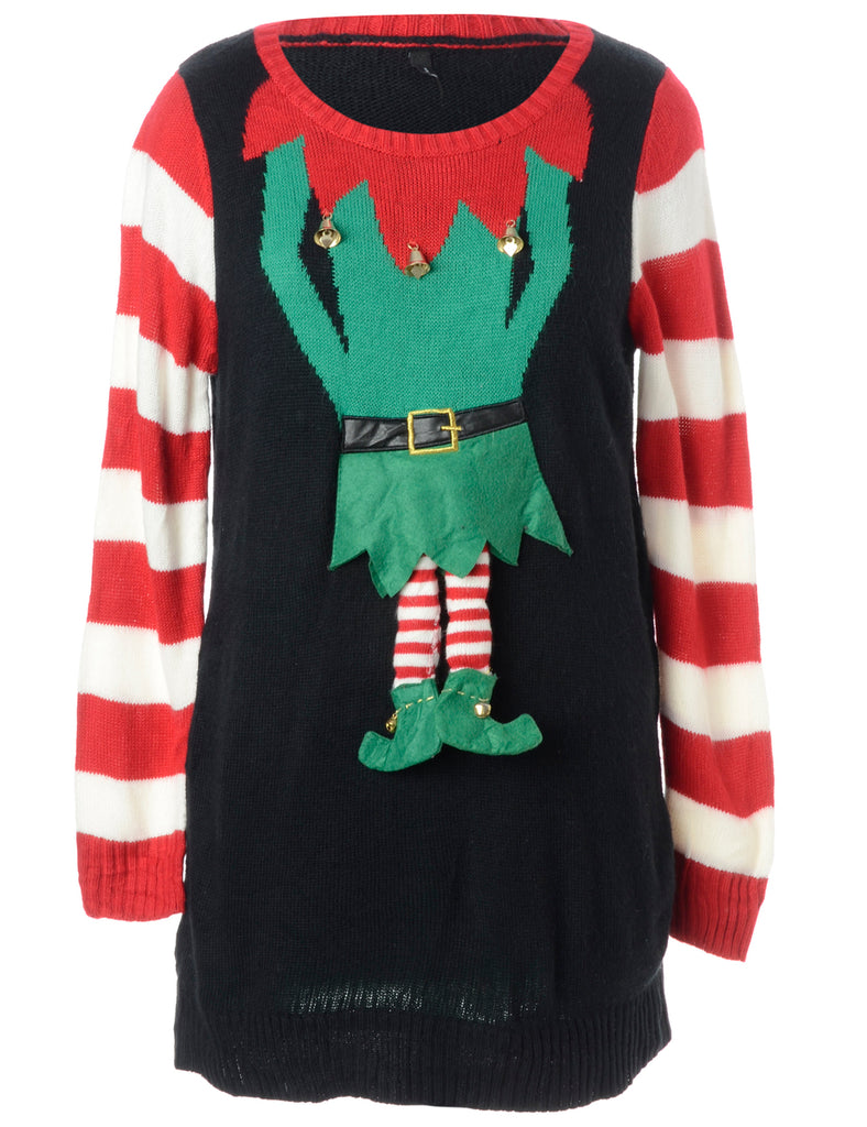 Beyond Retro Label Label Christmas Jumper With Bells