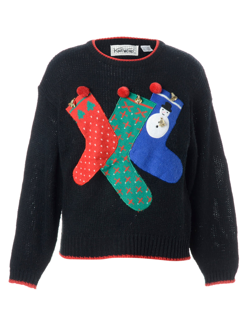 Beyond Retro Label Label Christmas Jumper With Bells