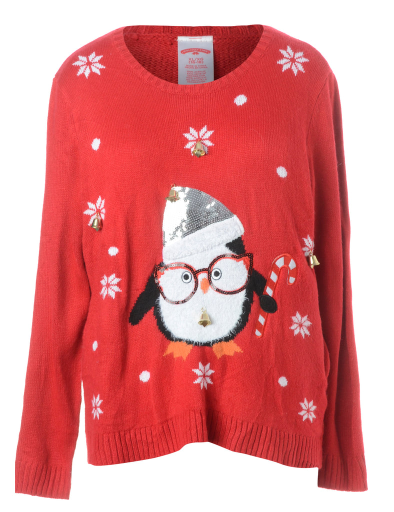 Beyond Retro Label Label Christmas Jumper With Bells
