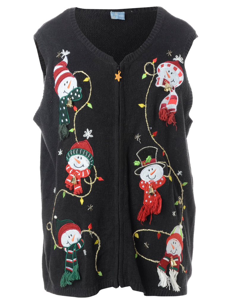 Beyond Retro Label Label Christmas Vest With Bells