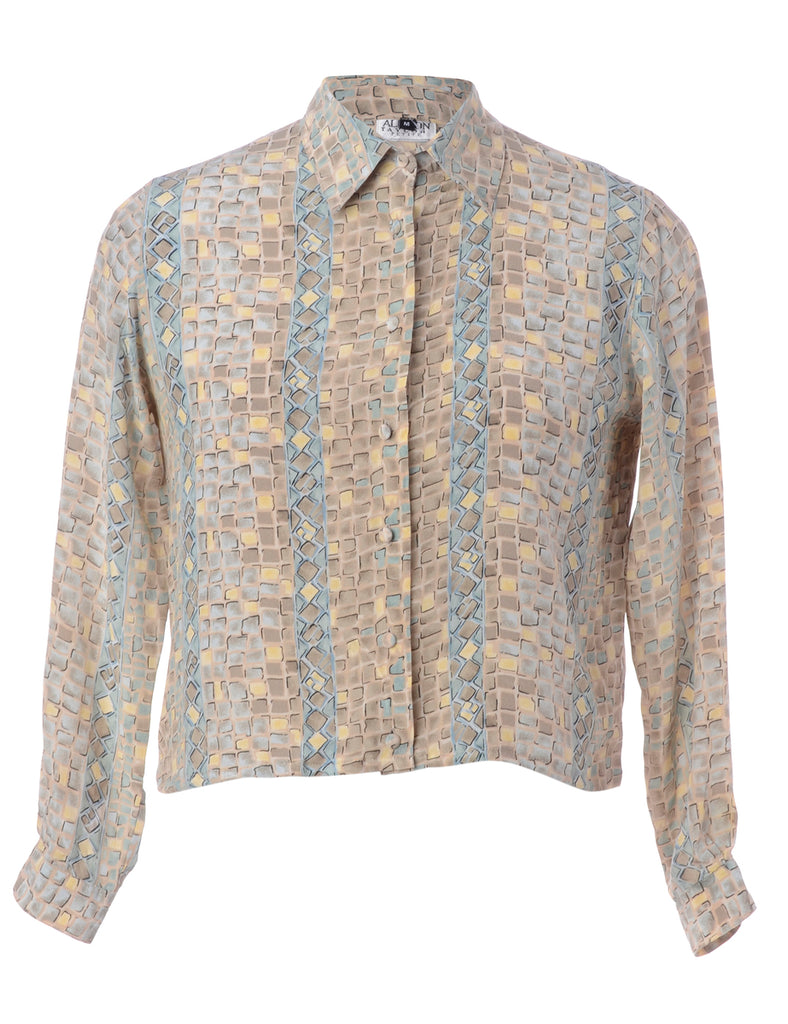 Beyond Retro Label Label Claire Cropped Long Sleeve Printed Shirt