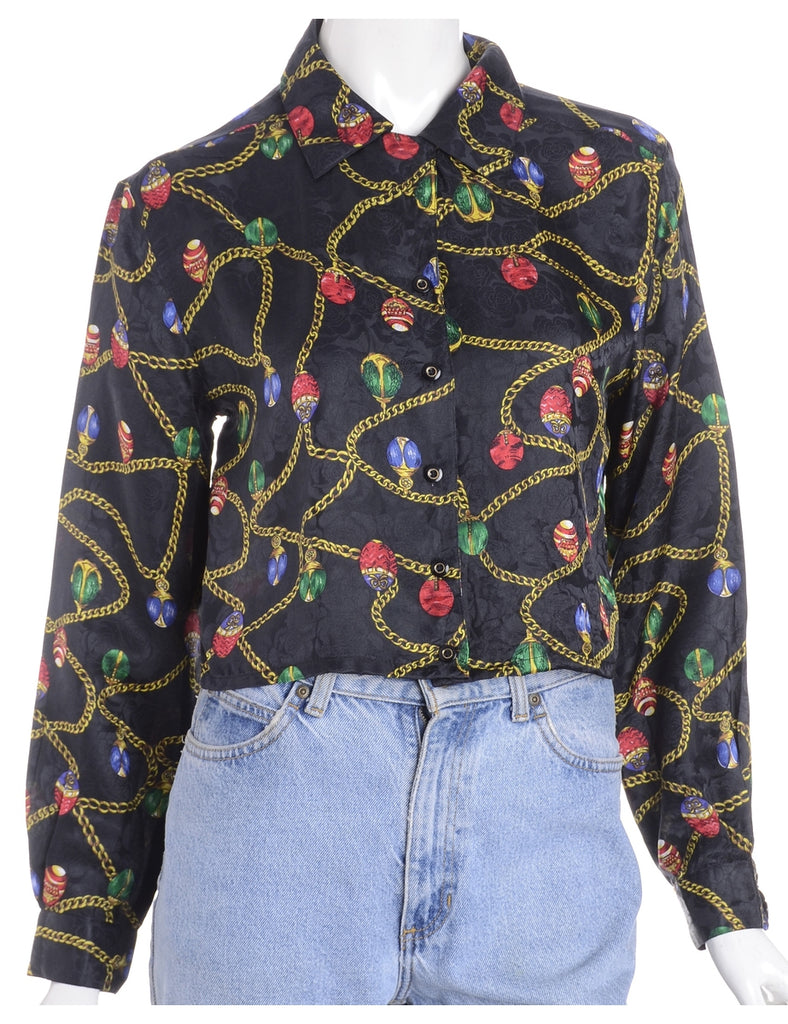 Beyond Retro Label Label Claire Cropped Long Sleeve Printed Shirt