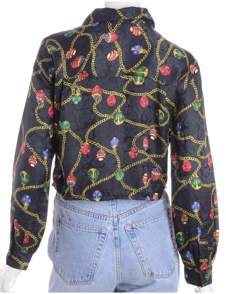 Beyond Retro Label Label Claire Cropped Long Sleeve Printed Shirt