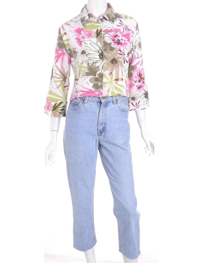Beyond Retro Label Label Claire Cropped Long Sleeve Printed Shirt