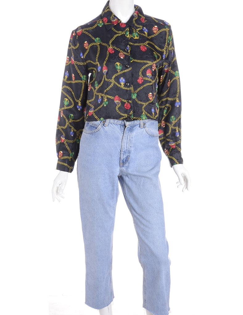 Beyond Retro Label Label Claire Cropped Long Sleeve Printed Shirt