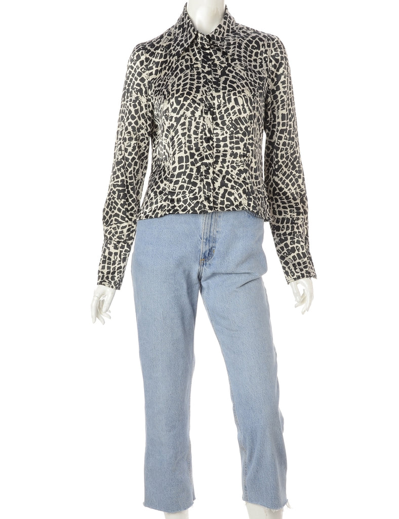 Beyond Retro Label Label Claire Cropped Long Sleeve Printed Shirt