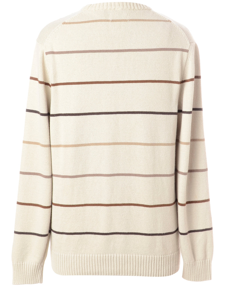Beyond Retro Label Label Cream Zip Front Knitted Jumper