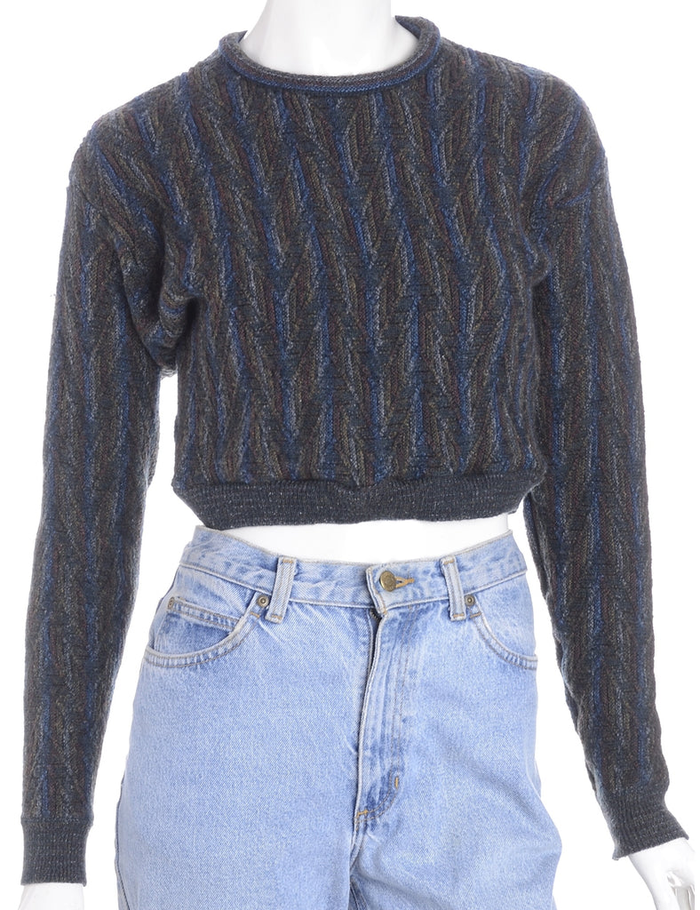 Beyond Retro Label Label Cropped 80s Graphic Pattern Jumper