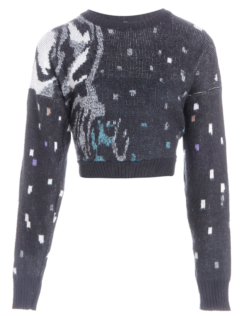 Beyond Retro Label Label Cropped 80s Graphic Pattern Jumper
