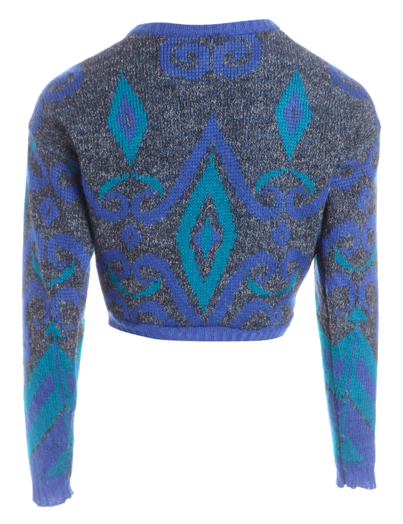 Beyond Retro Label Label Cropped 80s Graphic Pattern Jumper