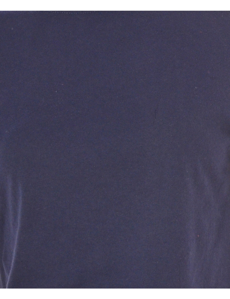 Beyond Retro Label Label Cropped Bell Roll Sleeve Navy T-Shirt