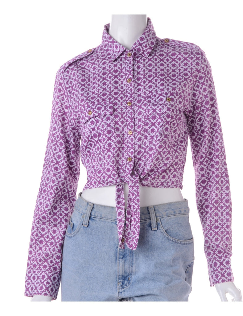 Beyond Retro Label Label Cropped Jessie Tie Front Patterned Shirt