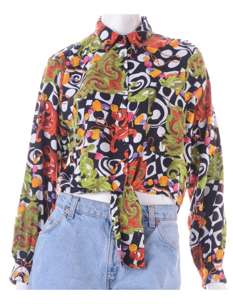 Beyond Retro Label Label Cropped Jessie Tie Front Patterned Shirt
