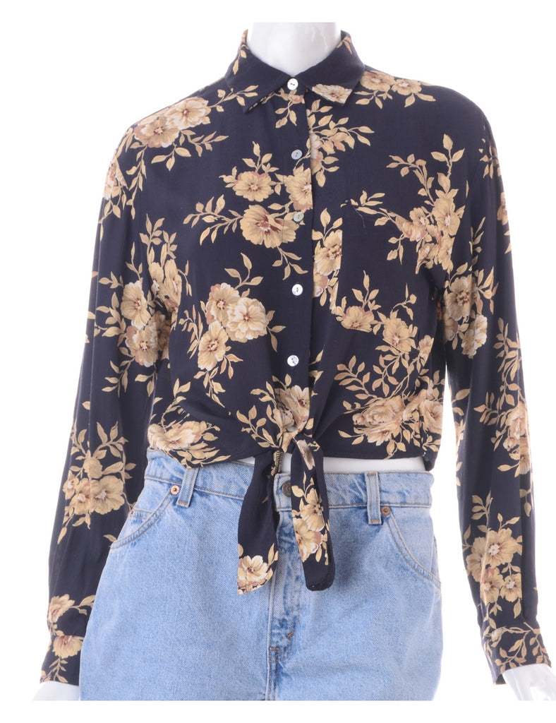 Beyond Retro Label Label Cropped Jessie Tie Front Patterned Shirt
