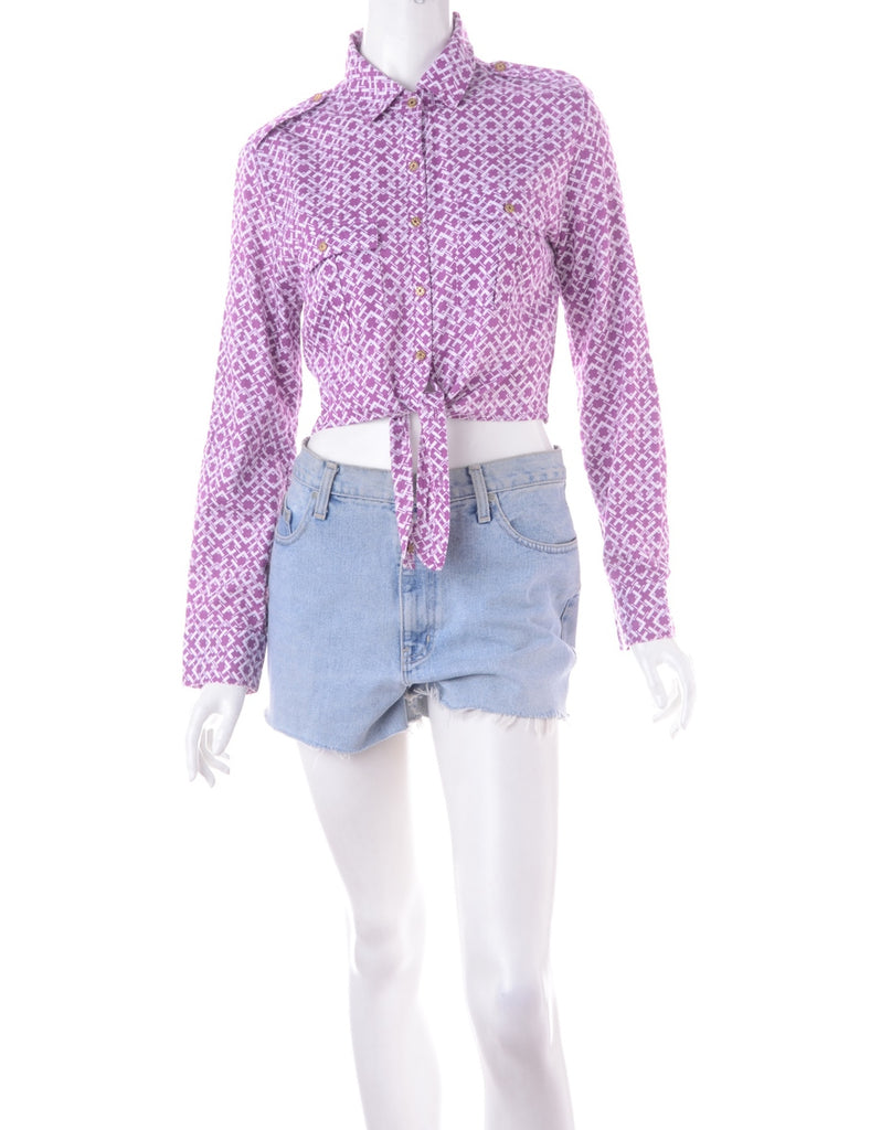 Beyond Retro Label Label Cropped Jessie Tie Front Patterned Shirt
