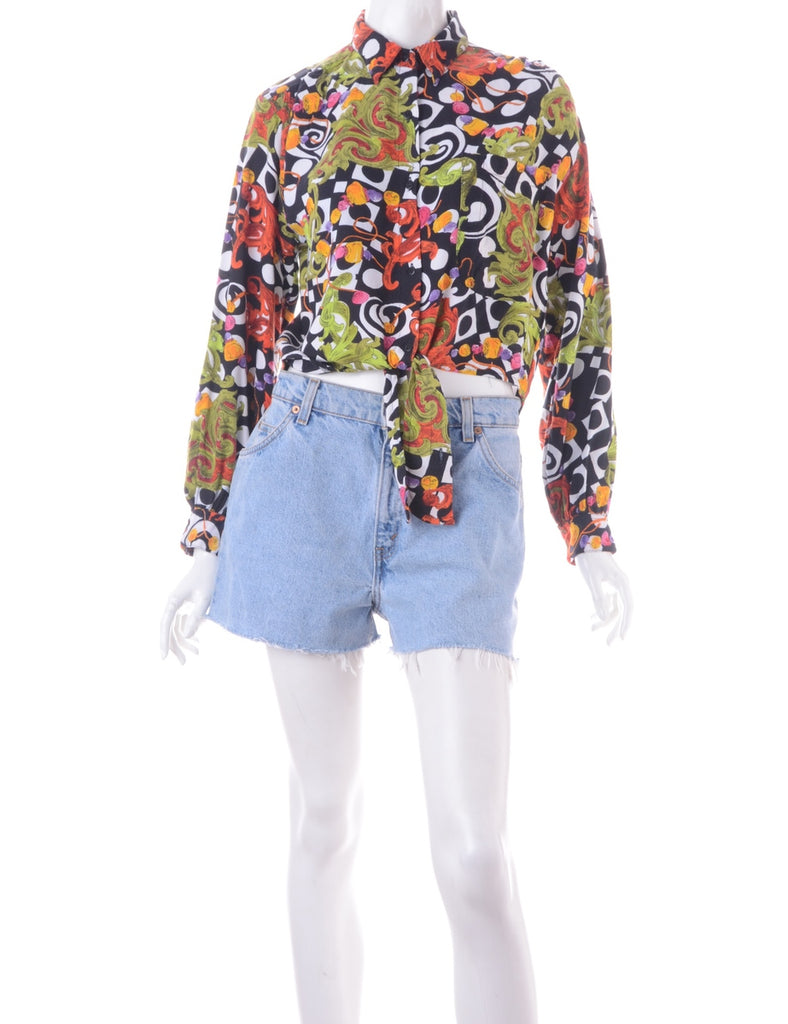Beyond Retro Label Label Cropped Jessie Tie Front Patterned Shirt