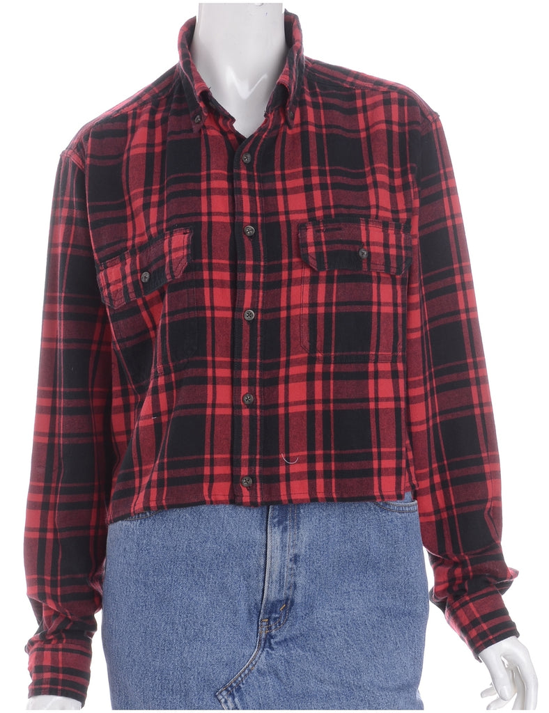 Beyond Retro Label Label Cropped Long Sleeve Flannel Shirt