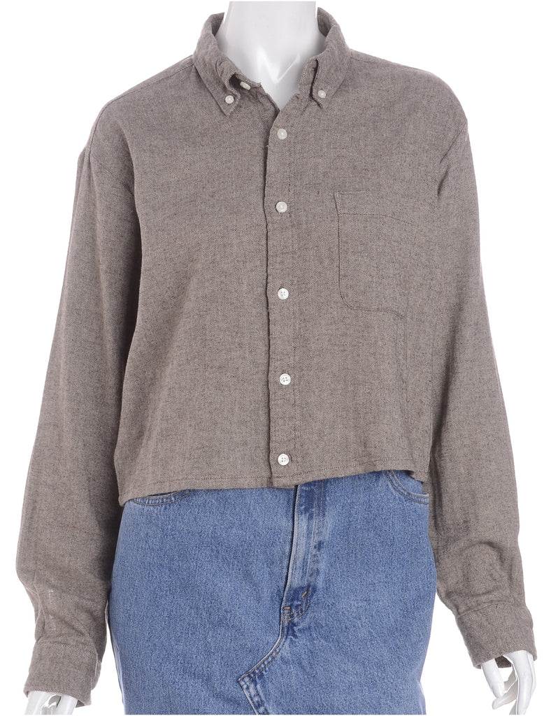 Beyond Retro Label Label Cropped Long Sleeve Flannel Shirt