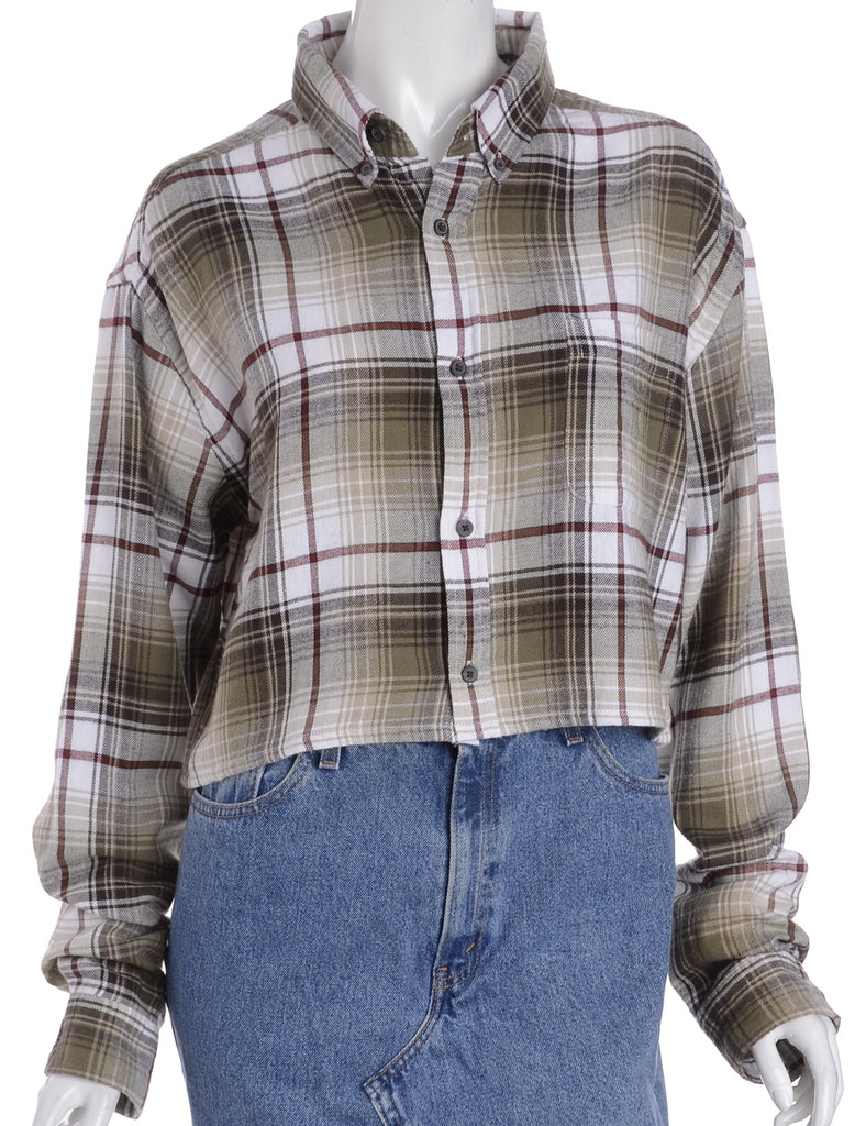 Beyond Retro Label Label Cropped Long Sleeve Flannel Shirt