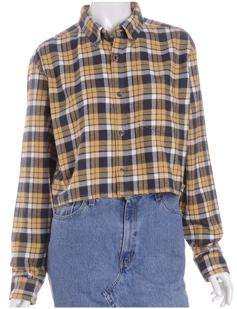Beyond Retro Label Label Cropped Long Sleeve Flannel Shirt