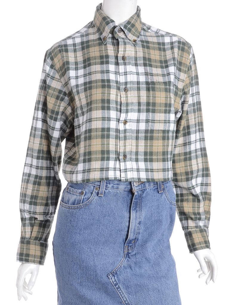 Beyond Retro Label Label Cropped Long Sleeve Flannel Shirt