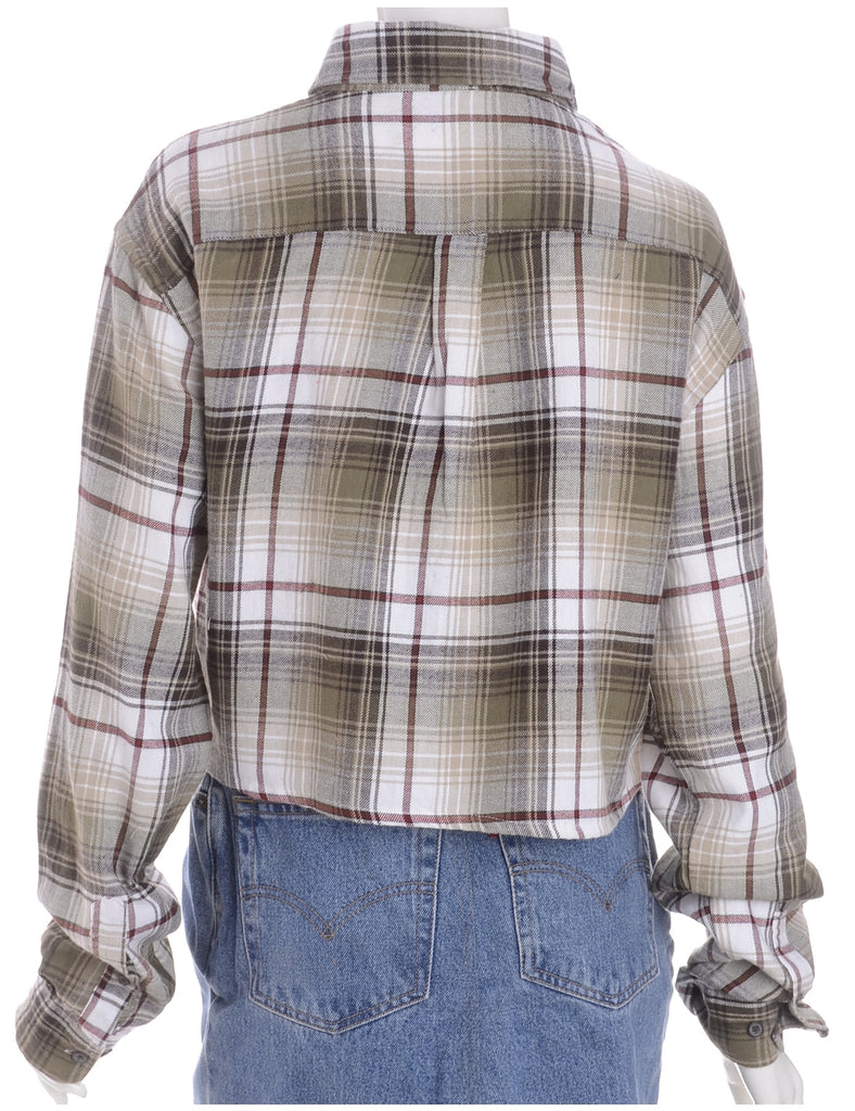 Beyond Retro Label Label Cropped Long Sleeve Flannel Shirt