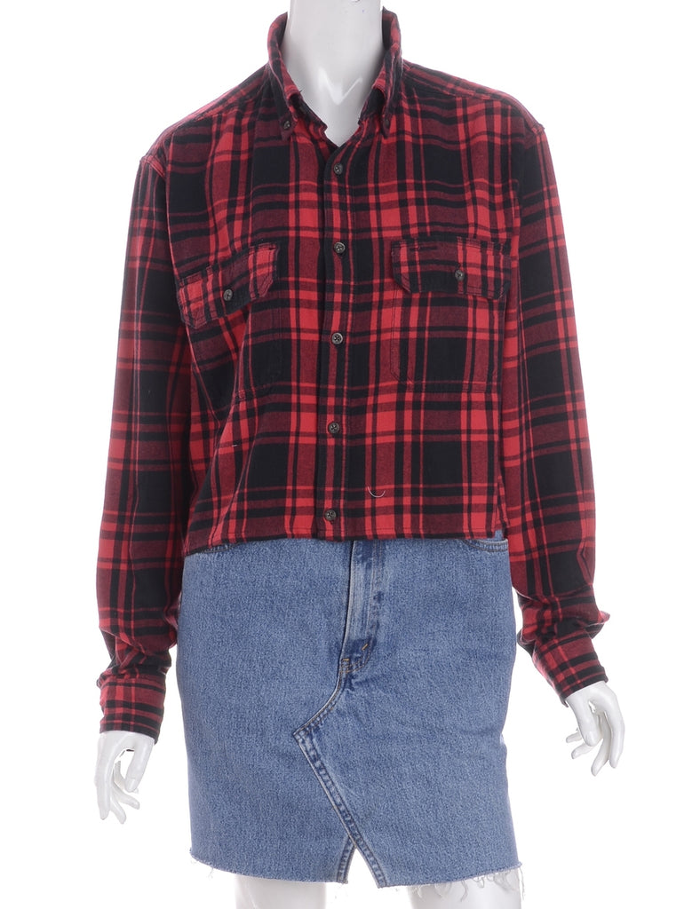 Beyond Retro Label Label Cropped Long Sleeve Flannel Shirt
