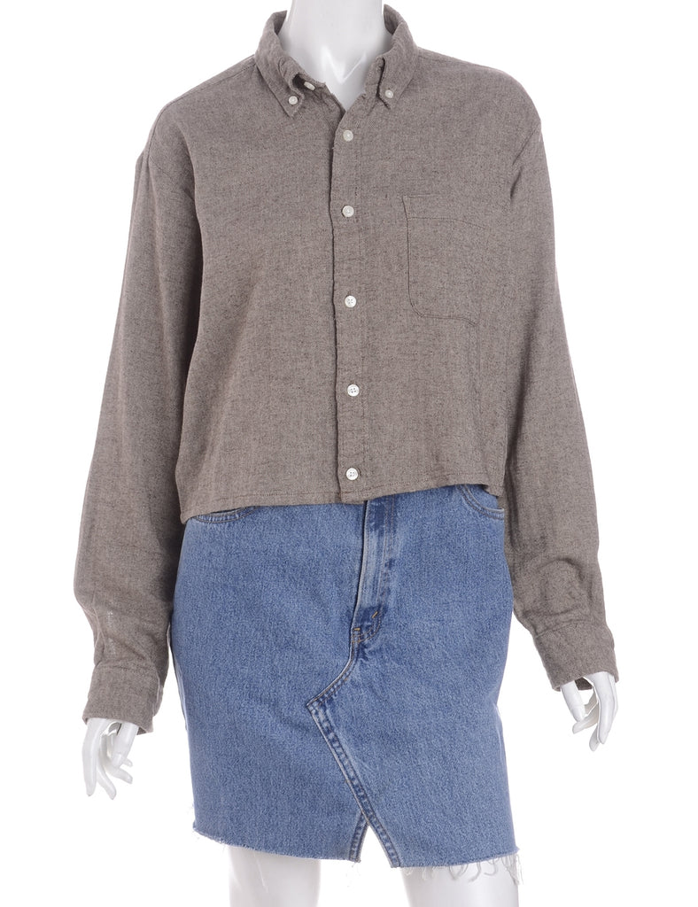 Beyond Retro Label Label Cropped Long Sleeve Flannel Shirt
